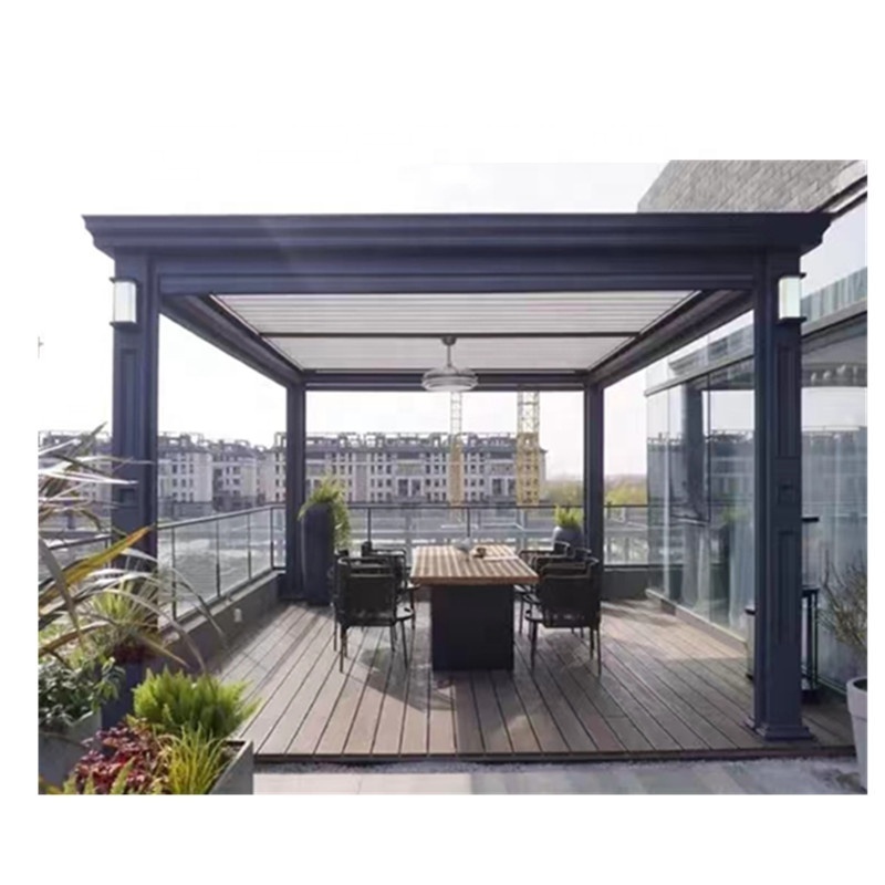 Electric Roof Louver  Outdoor Wall Mounted Metal Gazebo Solar Pergola Covers Bioclimatique Gazebo