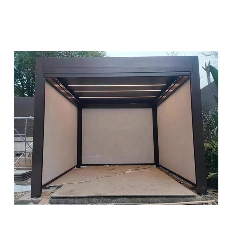 luxury aluminum electric Garden house roof bioclimatica framed opening and closing french pergola outdoor metal patio gazebo