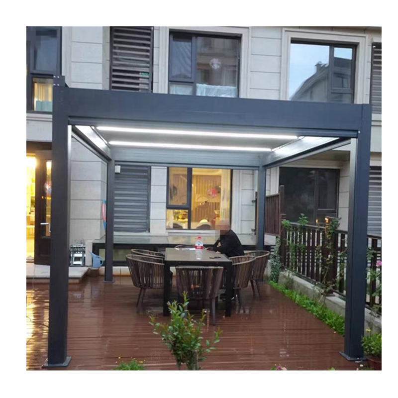 luxury aluminum electric Garden house roof bioclimatica framed opening and closing french pergola outdoor metal patio gazebo