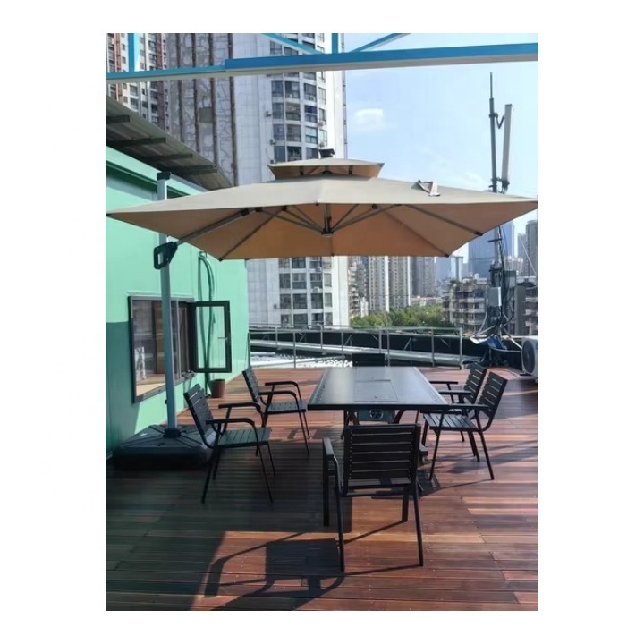 Garden Outdoor parasol led lights beach solar panel CANTILEVER UMBRELLA patio HANGING UMBRELLA with LED lights