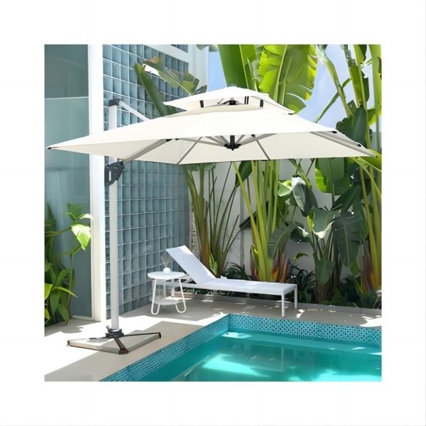 High Quality Patio Large Cantilever Roman Umbrella With Led Lights Aluminum Garden Sunshade Outdoor Umbrellas With Base