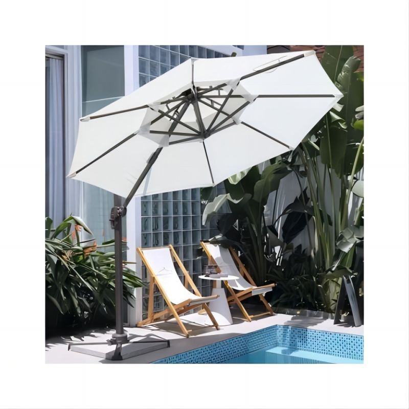 High Quality Patio Large Cantilever Roman Umbrella With Led Lights Aluminum Garden Sunshade Outdoor Umbrellas With Base