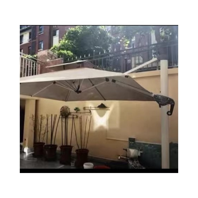 Easy to Open Exterior Cantilever LED Outdoor Cafe Parasols Solar Light Umbrella Sunshade Patio Umbrella With LED light