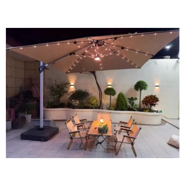 Commercial Custom Roman Umbrellas Restaurant Hotel Beach Sun Outdoor Umbrella For Garden With LED Light