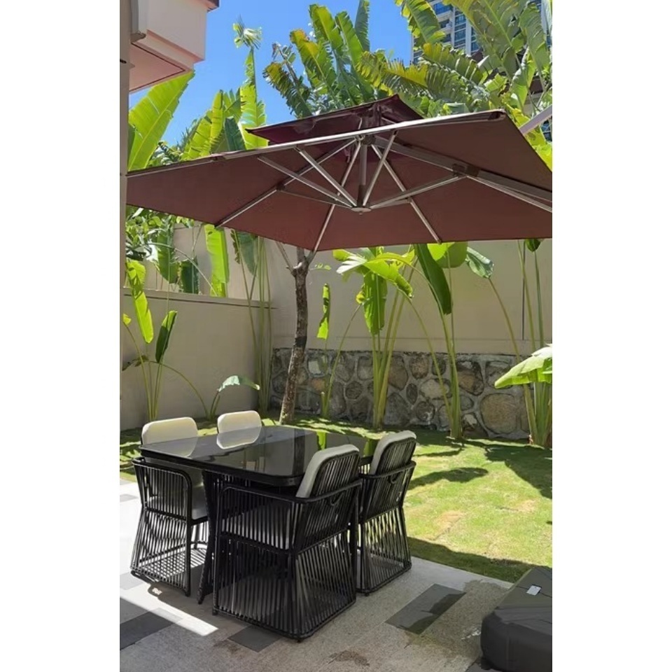 Commercial Custom Roman Umbrellas Restaurant Hotel Beach Sun Outdoor Umbrella For Garden With LED Light