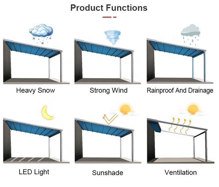 Garden Patio Swimming Pool Balcony Pergola Roof Shading Aluminium Canopy Gazebo Pergola