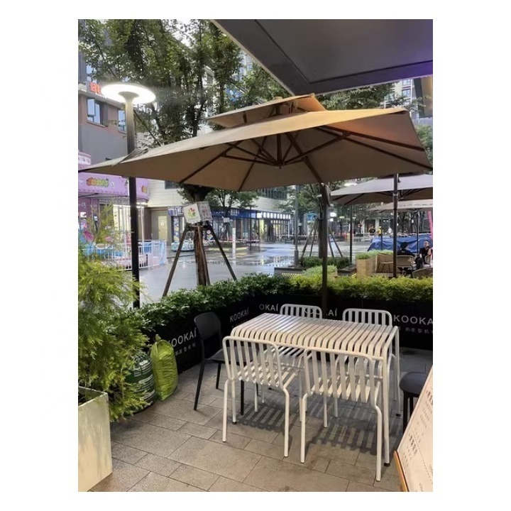 Outdoor furniture 10 ft garden patio umbrella sun hanging umbrella double fabric cantilever garden umbrella with led light