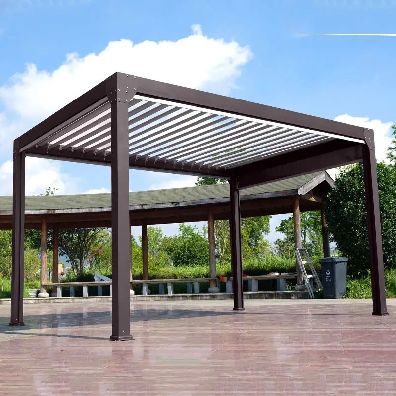 Multifunctional electric aluminum louver pergola Remote Control Pergola Outdoor Gazebo with screen