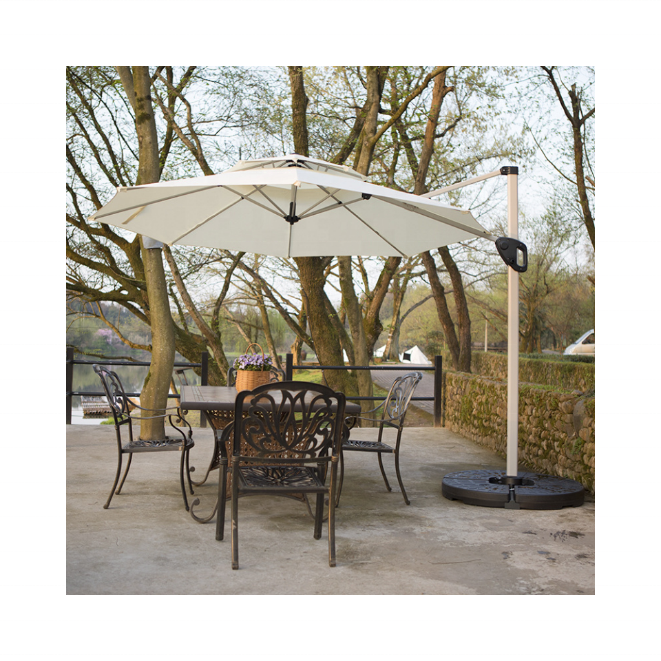 Garden giant cantilever aluminum parasol umbrella cantilever large square umbrellas use for cafe backyard with lights