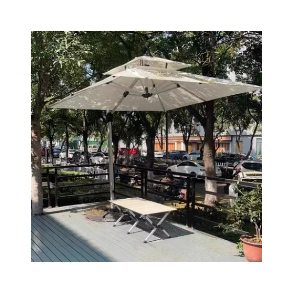 Garden giant cantilever aluminum parasol umbrella cantilever large square umbrellas use for cafe backyard with lights