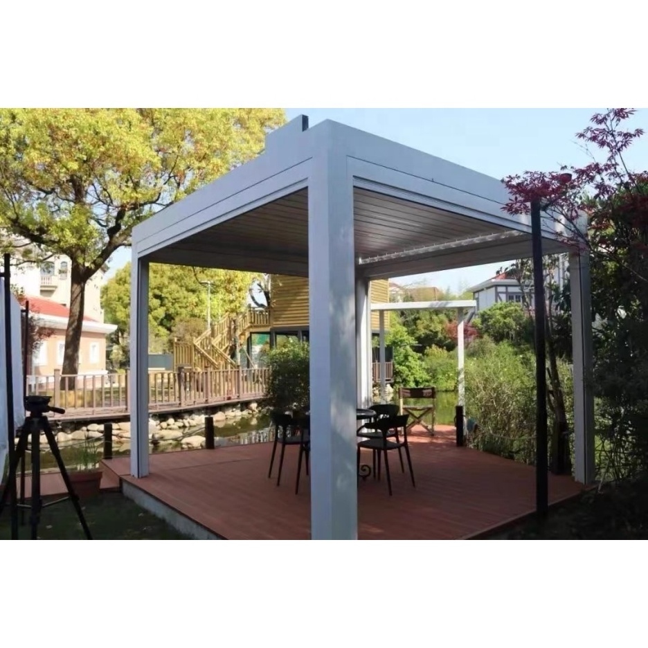 Strong Aluminium Pergola Opening Roof Waterproof Gazebo Manufacturers Pergolas Canopy with Sliding door