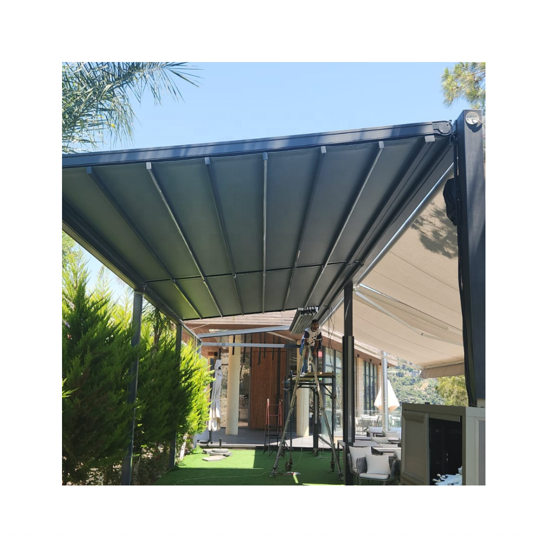 Motorized Awning Retractable Pergola Patio Retractable Roof Wing Awning Outdoor Restaurant Retractable Roof