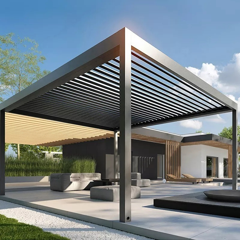 Multifunctional electric aluminum louver pergola Remote Control Pergola Outdoor Gazebo with screen