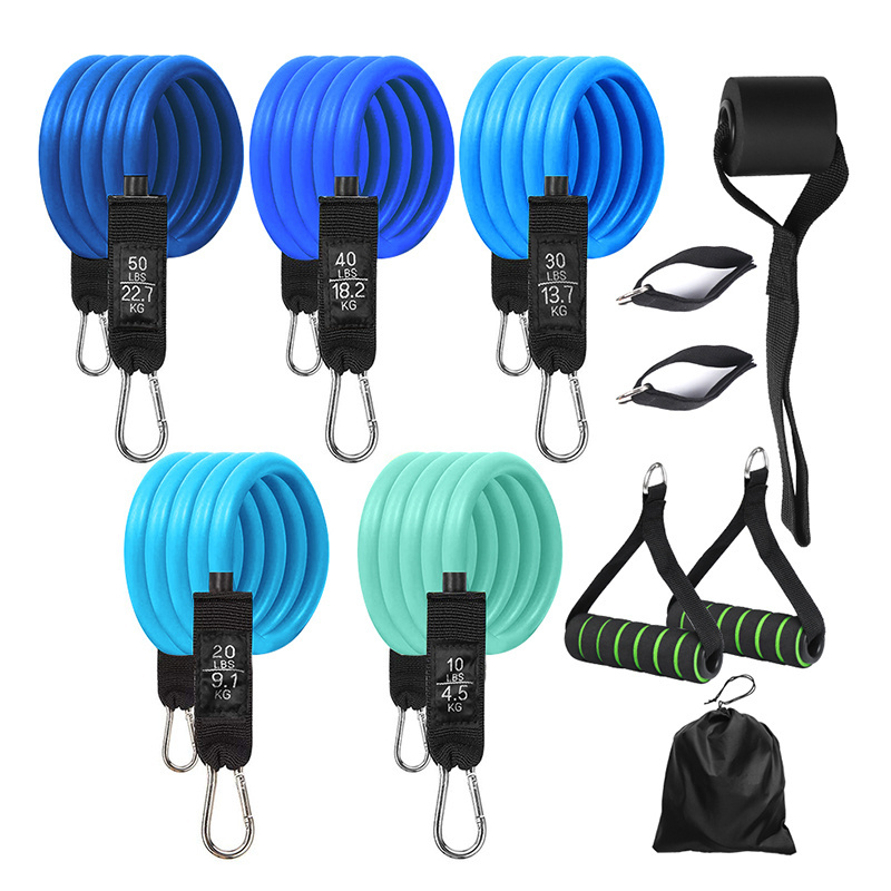 Adjustable Bodybuilding Pilates Bar Multifunction Rubber Expander Exercise Elastic Pull Rope With Training Bar 11Pcs/Set