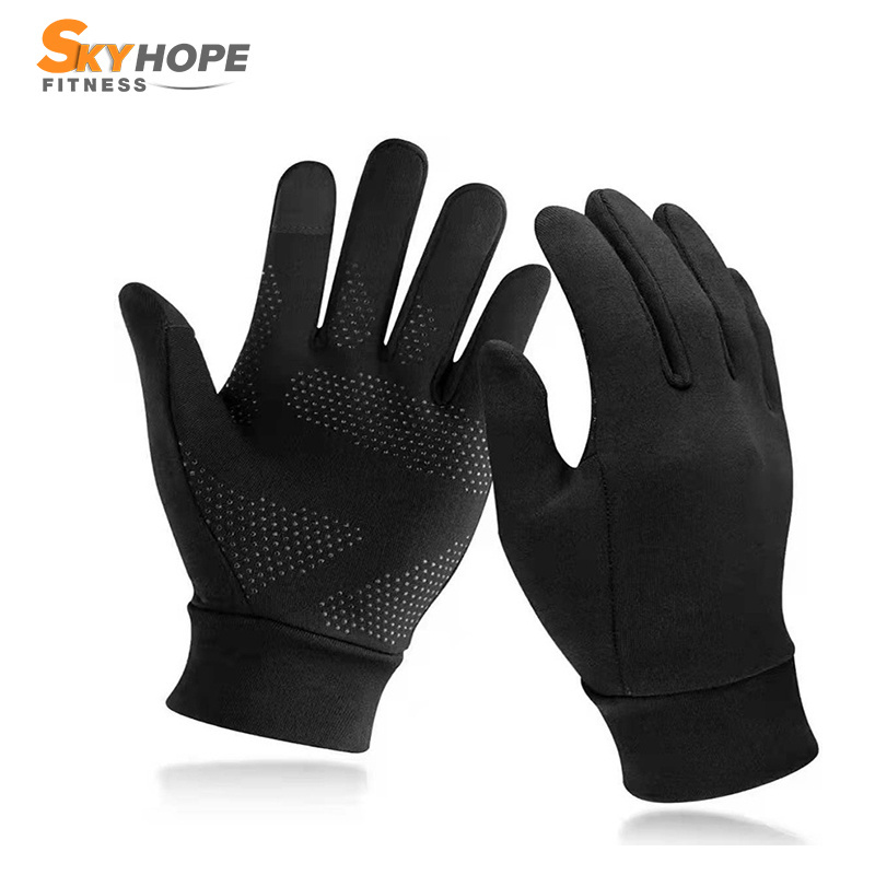 Skyhope OEM Custom Anti Slip Silicone Gel Winter Thermal Warm Fleece Lining Running Bike Cycling Gloves