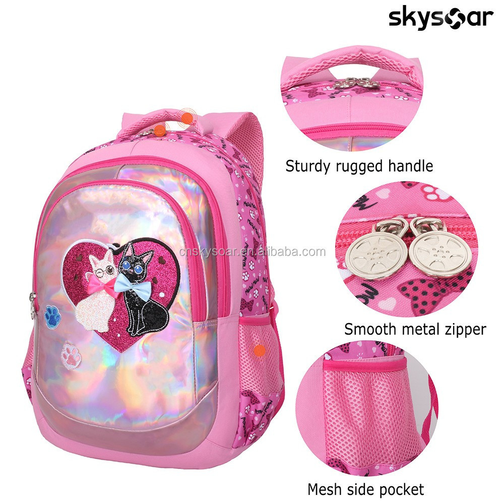 Manufacturer Cute Cats Print School Bag For Little Girls Prinmary School Daypack Lightweight Cartoon Kids Students Book Backpack