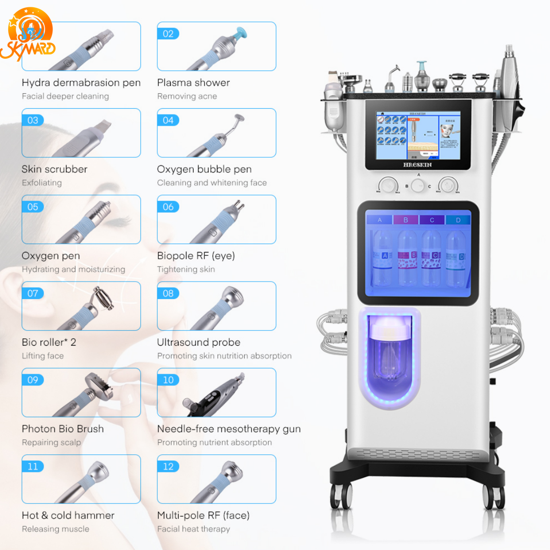 New Arrival 12 In 1 Aqua Peeling Magic Bubble Skin Cleansing Machine Rf Electric Roller Skin Tightening Face Lifting Machine