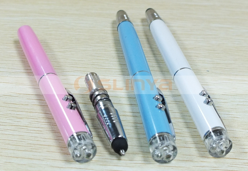 Practical 4 in 1 Stylus Pen 1mW Laser Pointer Pen With White LED Keychain Light