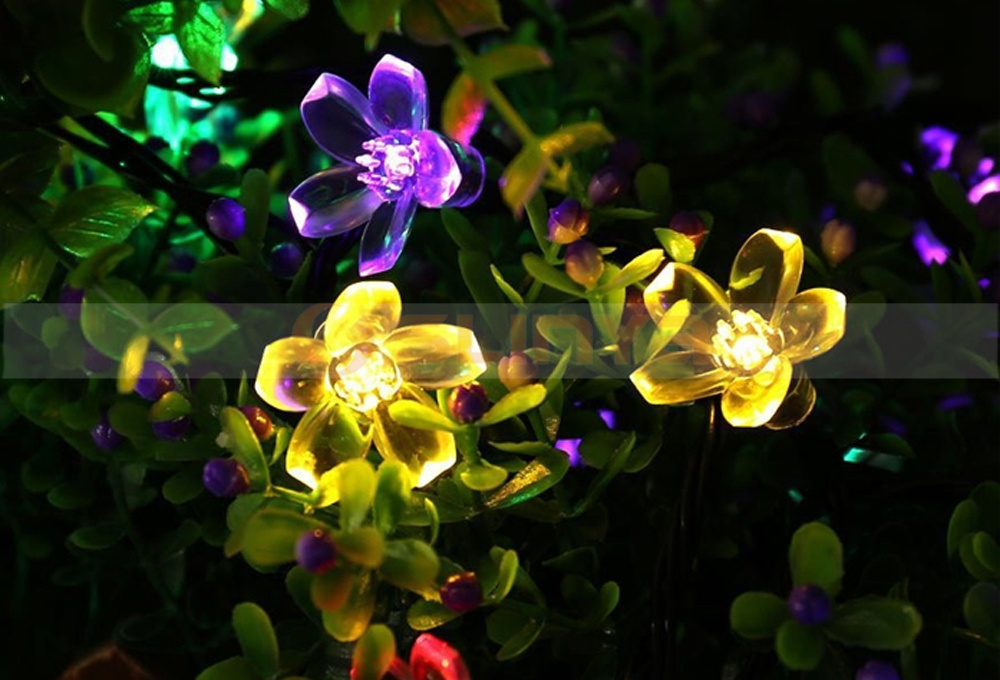 Solar Power 7M Peach Blossom Light Lawn Patio Decorative String Lighting