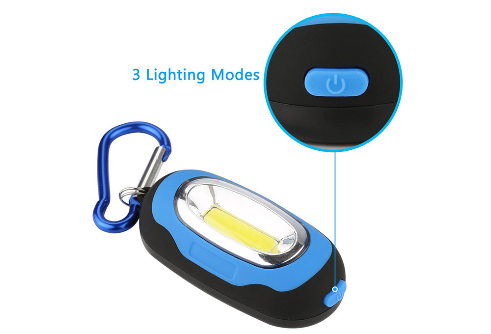 Portable Mini Light 3-Modes Outdoor Hanging COB LED Keychain Flashlight