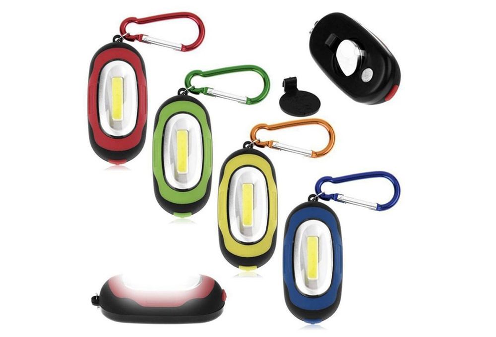 Super Bright COB LED Keychain Flashlight 3-Modes Mini LED Light With Carabiner