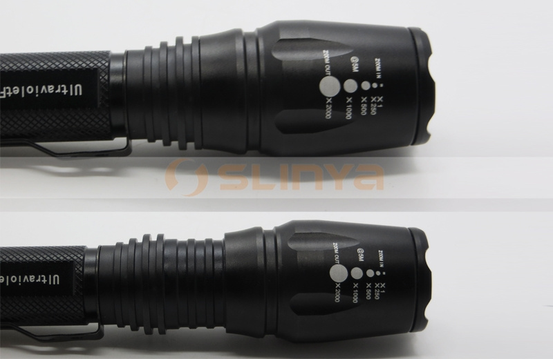 Deep Purple Light T6 365nm Violet Short Wave Zoom Focus UV Flashlight