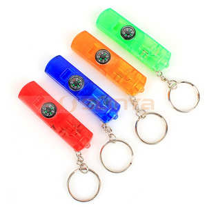 Colorful Flashing LED Light Camping Hiking Survival Whistle Lights With Compass