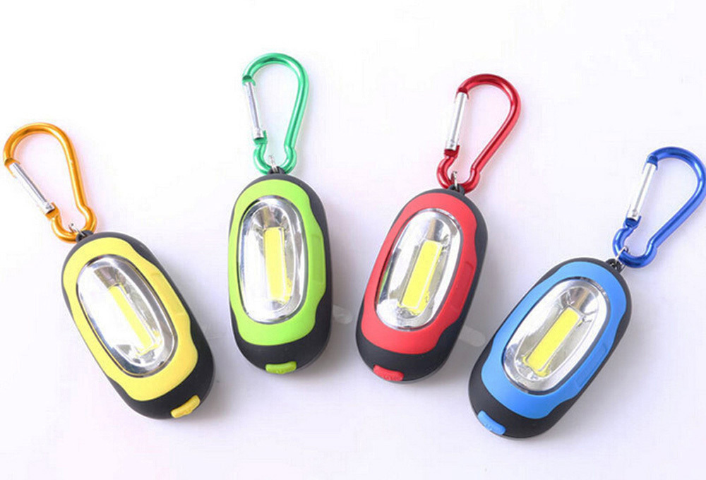 Super Bright COB LED Keychain Flashlight 3-Modes Mini LED Light With Carabiner