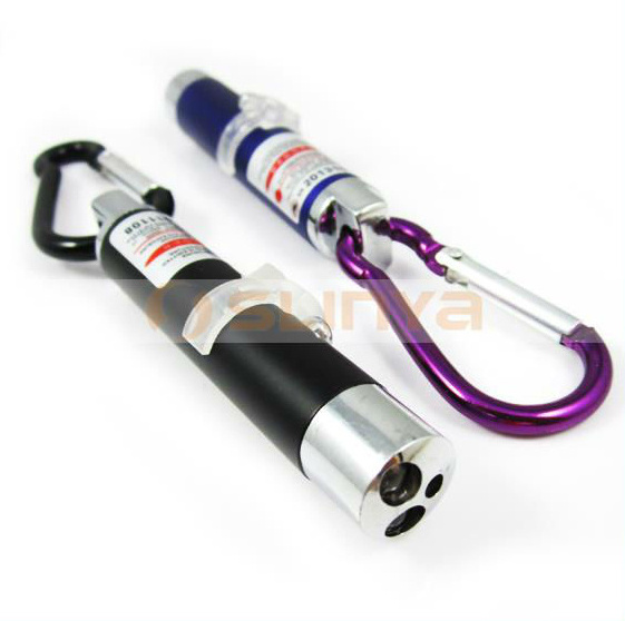 Mini 3 in 1 Laser Pointer with Mini Keychain Light Hook UV Pen Light 1nW Laser Pen