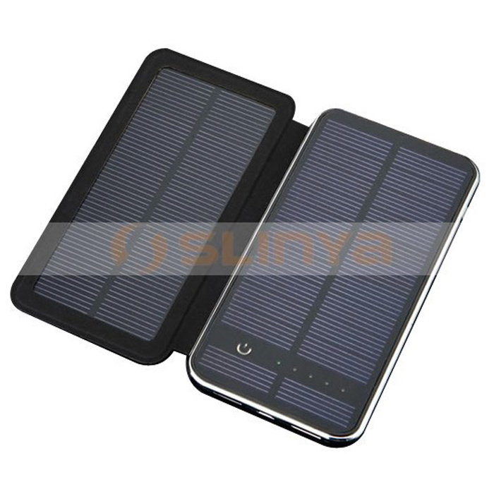 3W 10000mah Mobile Phone Charger Rechargeable Battery with 2 Solar Panels Portable Power Bank Pack for Cell Phones