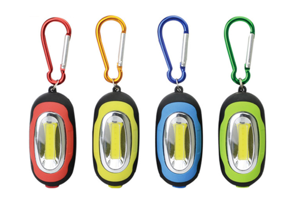 Super Bright COB LED Keychain Flashlight 3-Modes Mini LED Light With Carabiner