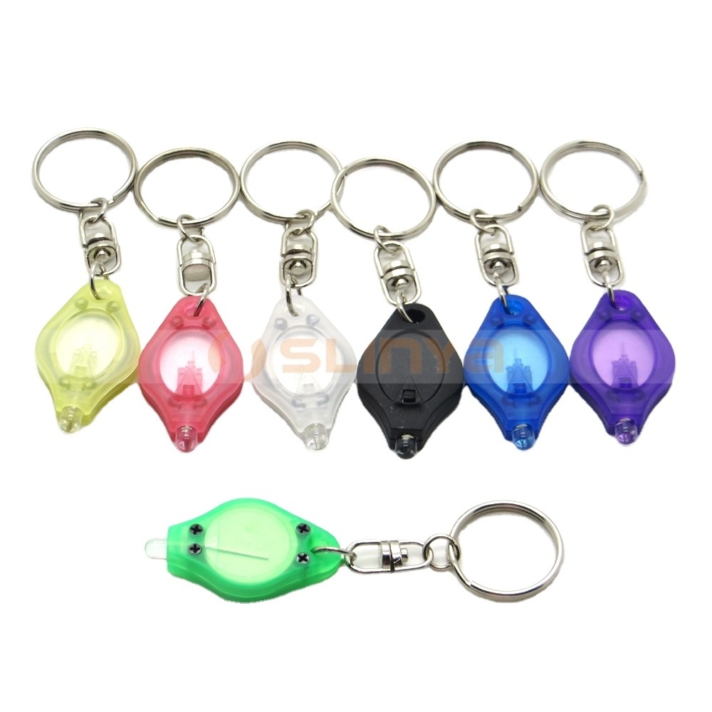 2 CR2016 Plastic Oval Color Mini Key Ring LED Flashlight