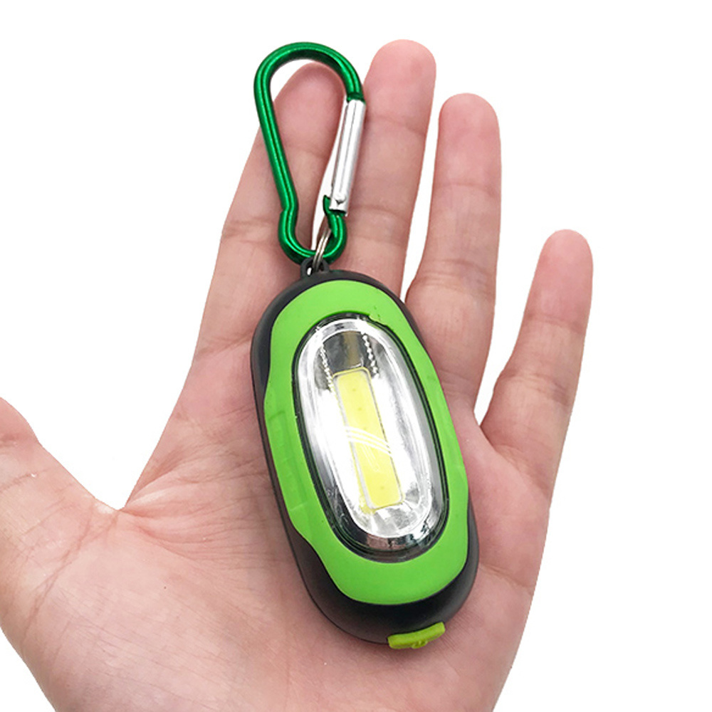 Super Bright COB LED Keychain Flashlight 3-Modes Mini LED Light With Carabiner