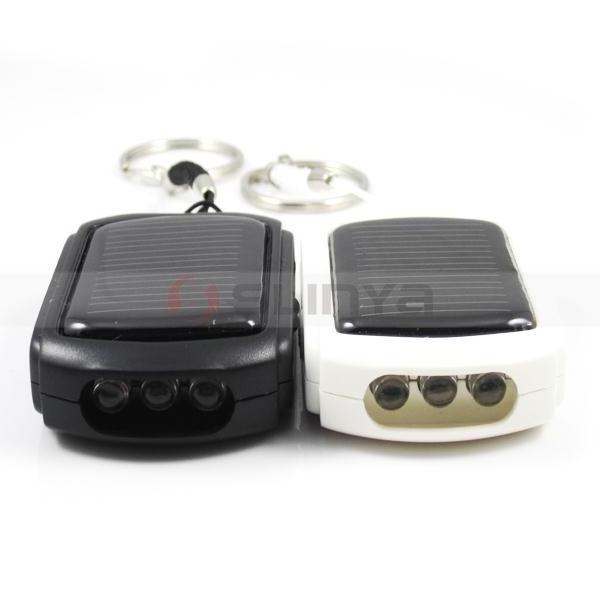 White and Black 3 pcs LED Solar Panel Keychain Power Bank Charger for Samsung