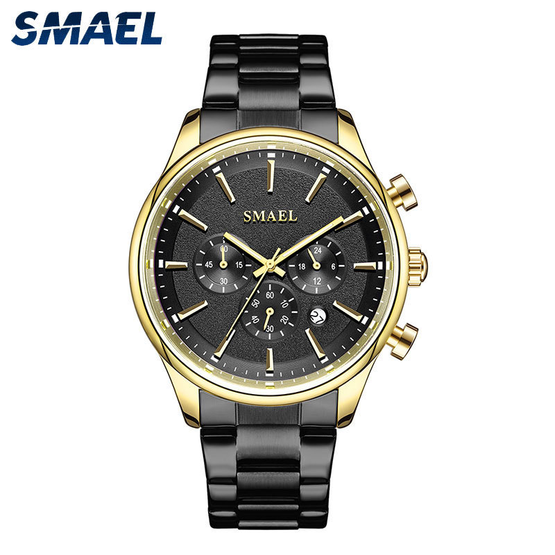 SMAEL watch 9130 men stainless steel strap wrist watch water resistant analog quartz watch