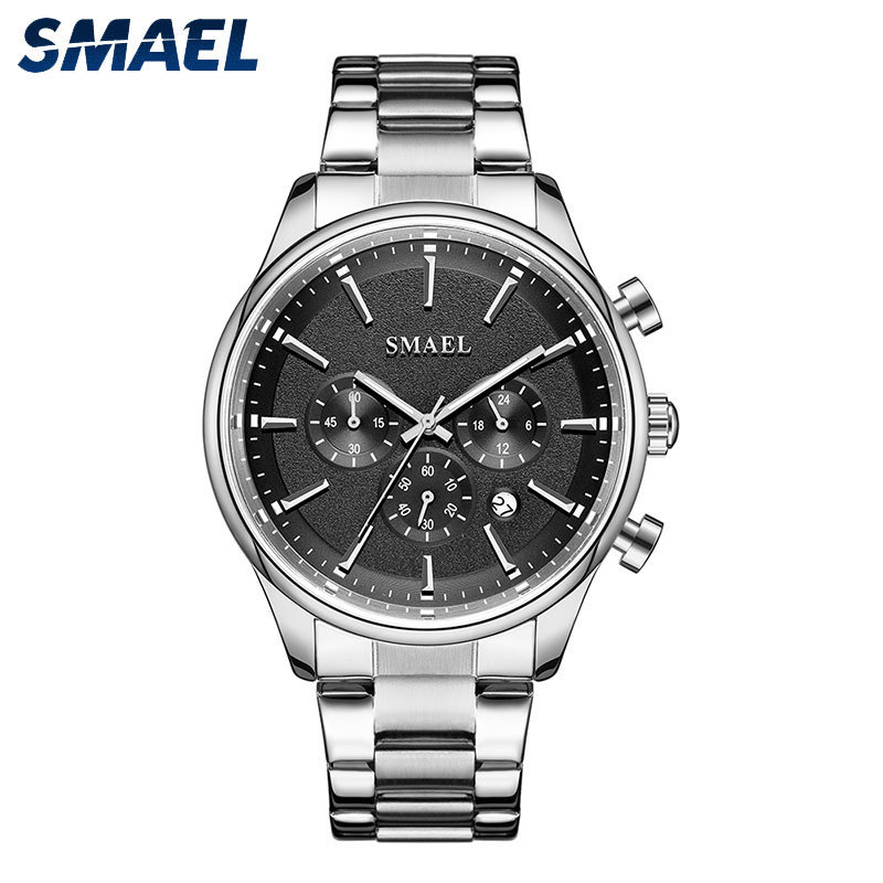 SMAEL watch 9130 men stainless steel strap wrist watch water resistant analog quartz watch