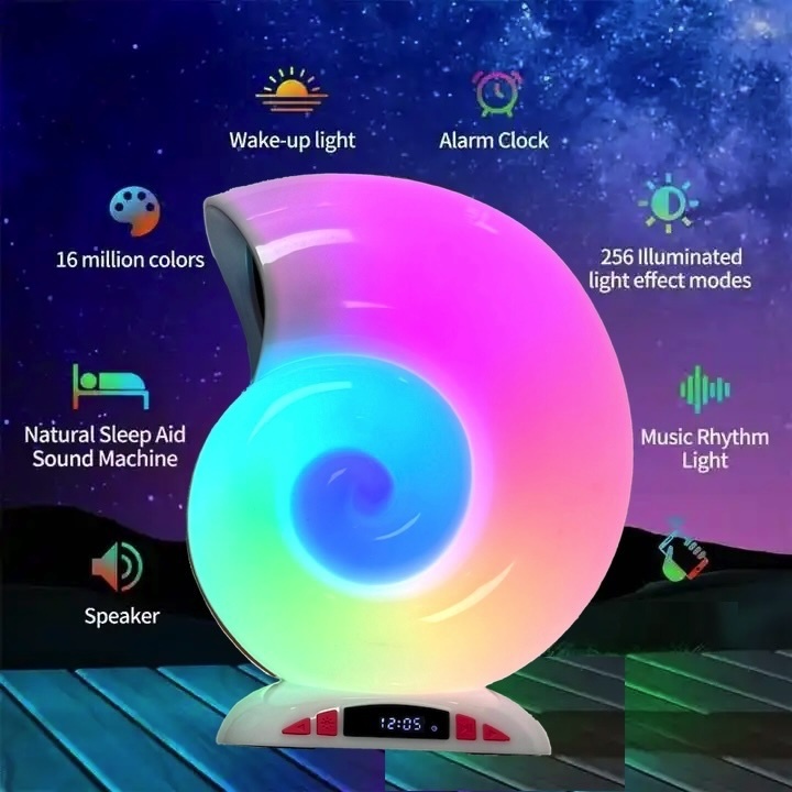 New gadgets best selling novelties products 2024 USB SD card FM radio alarm Clock LED light Conch Music Lamp wireless speaker