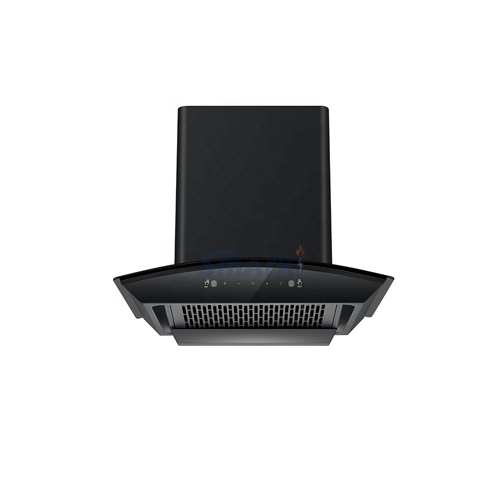 Heat auto-clean chimney 60 cm black cooker range hood