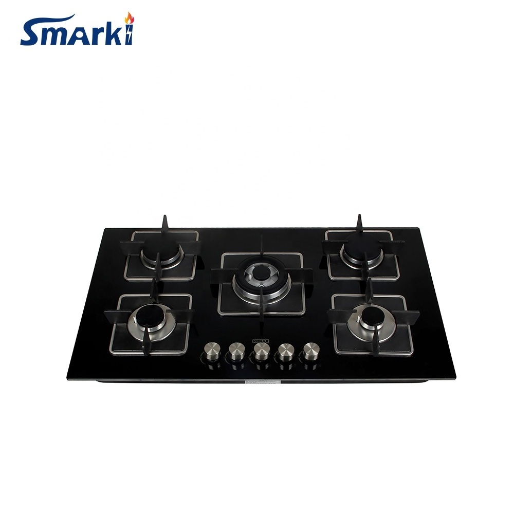 cast iron grill 90cm width temper glass 5 Sabaf burner built-in Gas Hob SG59011