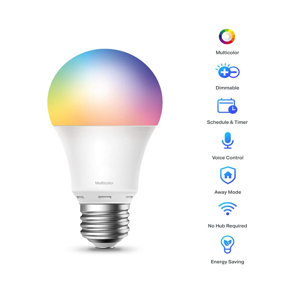 Factory wholesale b22 e27 e26 9w rgbcw colour  zigbee google alexa tuya wifi smart light bulb smart bulbe