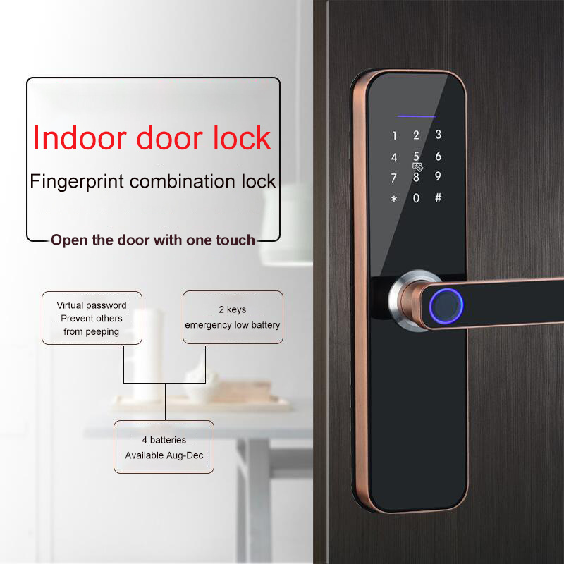 Ble App Wifi Aluminum Electric Fingerprint Biometric Sliding Wooden Door Lock Slide Door Handle Hook Smart Door Lock