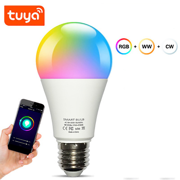 moderno remoto tuya google alexa voice control foco led rgb cw bombilla  inteligente smart wifi  bulb