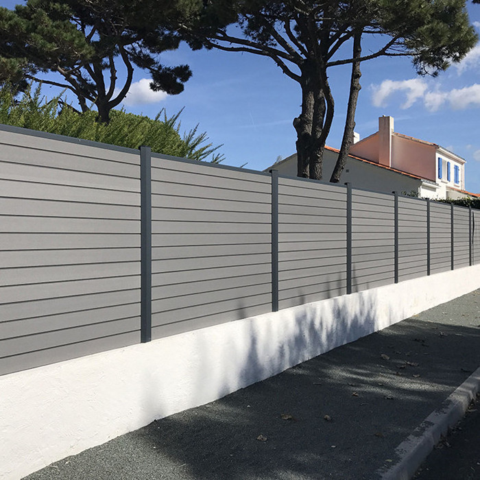 wholesale exterior fences aluminum frame WPC wood plastic composite wood panel