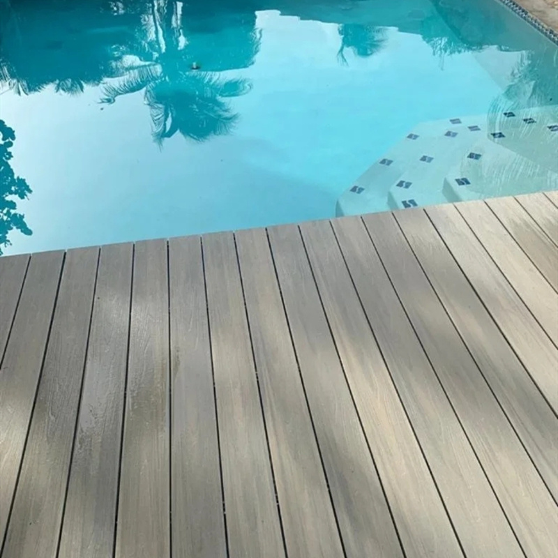 Low Moq Invisible Co-extrusion Wpc Decking Anti-slip Easy Install Grooved Co-extrusion Invisible Decking