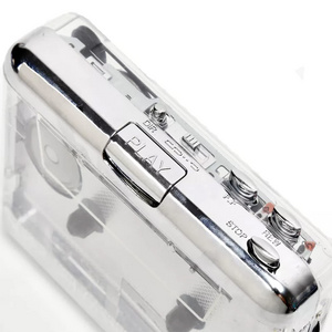 Classic Transparent Tape Player, Multifunction Cassette to MP3 Converter, Compact Player, Captures MP3 Audio Music Via USB