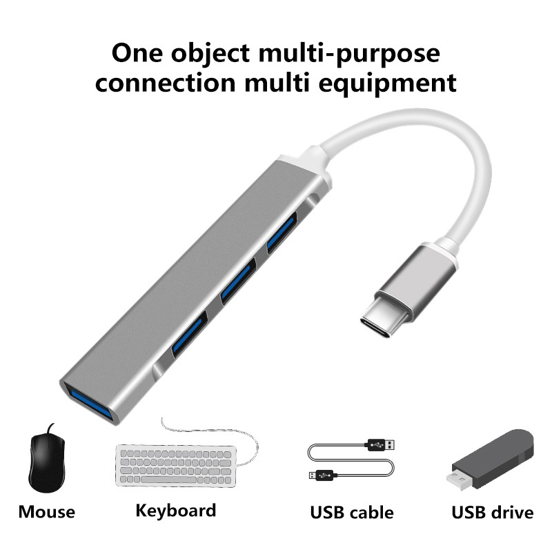 High Quality 4 in 1 Aluminum Desgin USB-C HUB 2.0 3.0 Multiport Adapter For  Laptop Mutil Function Adapter