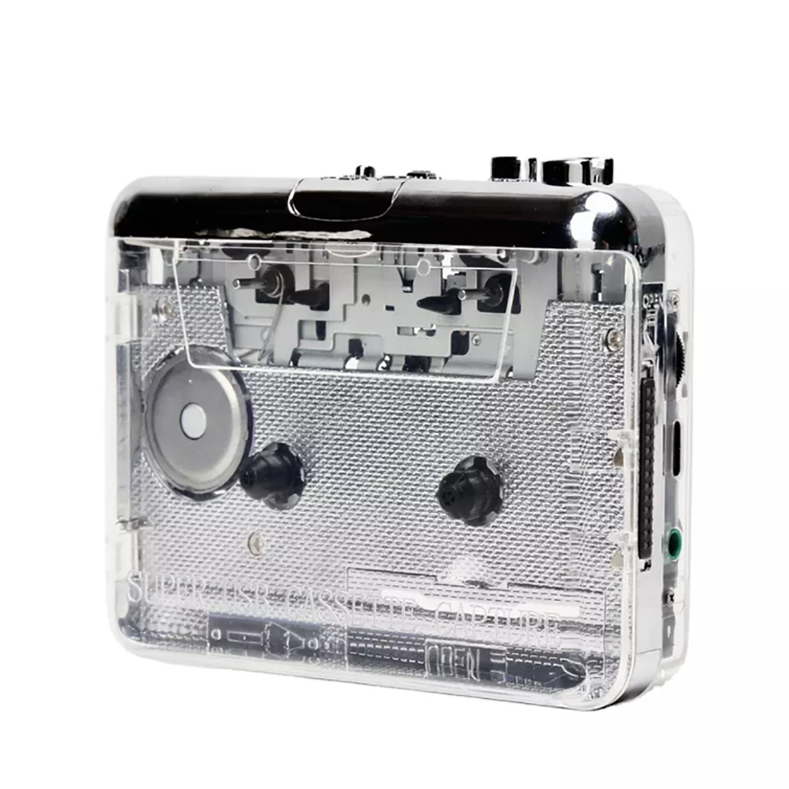 Classic Transparent Tape Player, Multifunction Cassette to MP3 Converter, Compact Player, Captures MP3 Audio Music Via USB