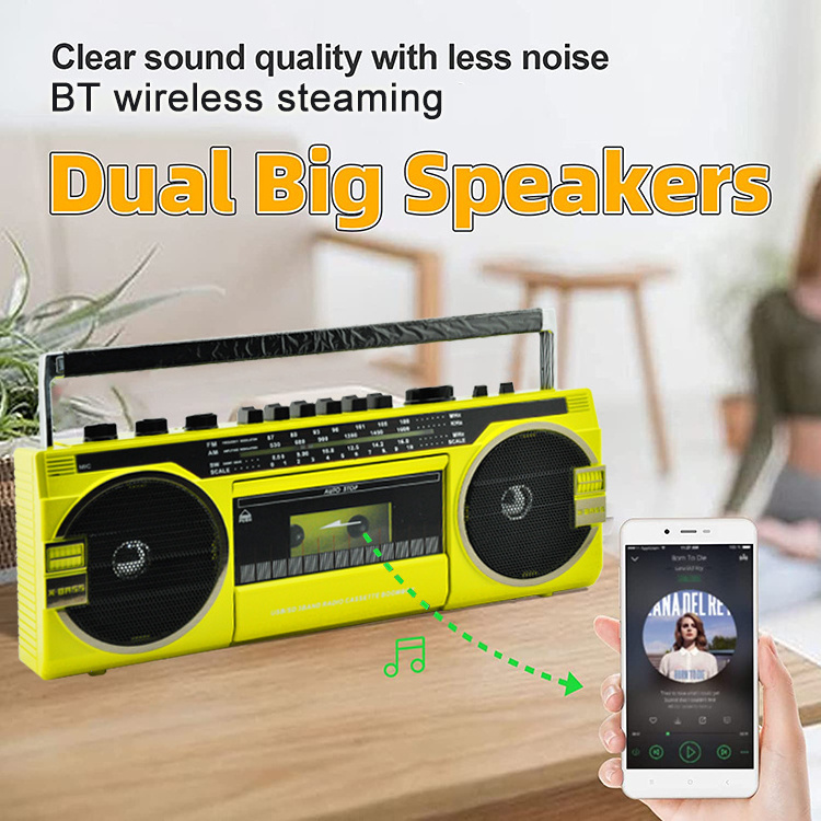 Portable Good Quality Retro Tape Radio PX-149 USB AM FM Cassette Recorder Double Recording Audio Adjustment Recorder Player