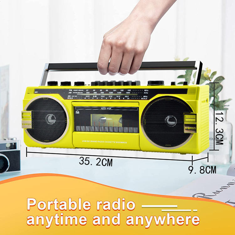 Portable Good Quality Retro Tape Radio PX-149 USB AM FM Cassette Recorder Double Recording Audio Adjustment Recorder Player