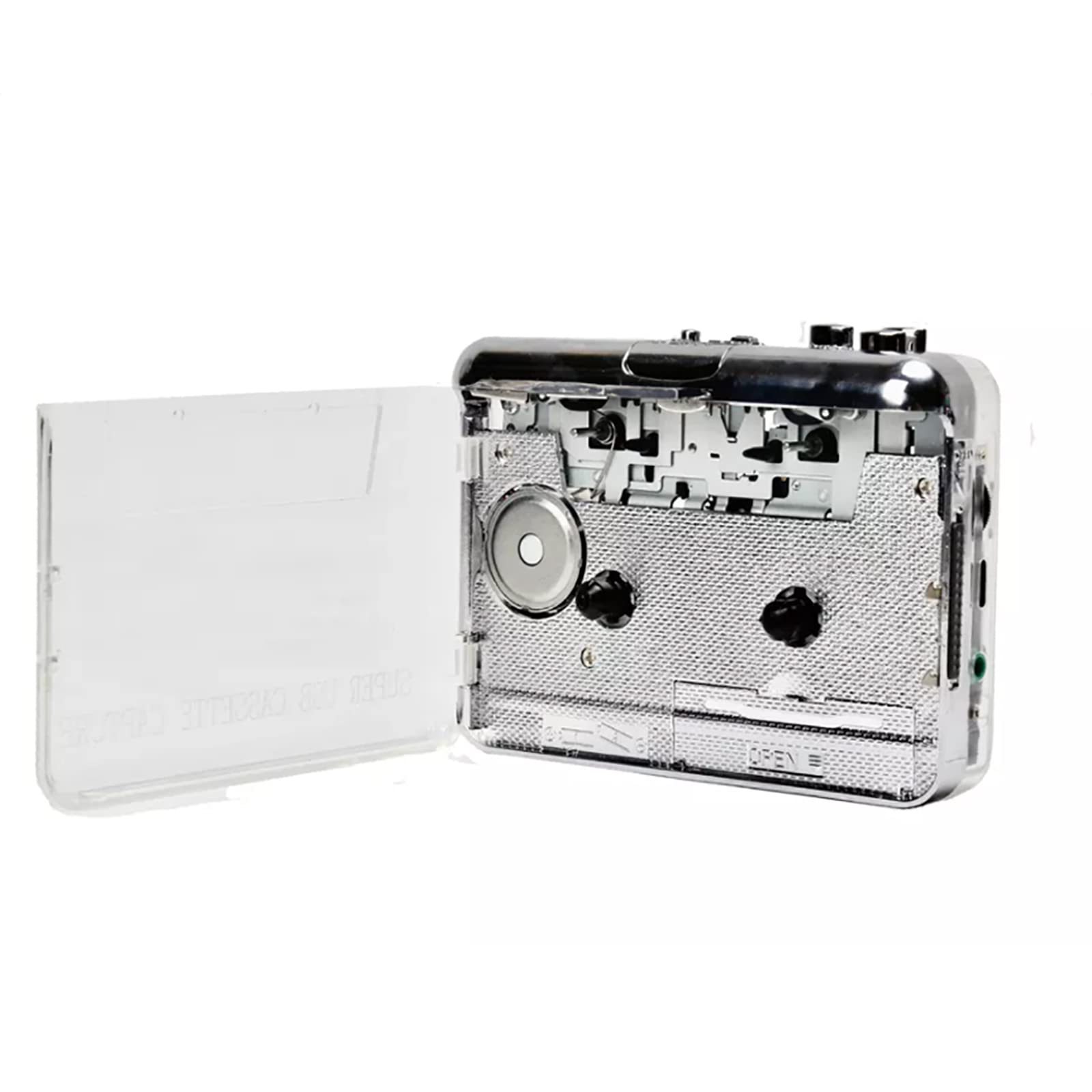 Classic Transparent Tape Player, Multifunction Cassette to MP3 Converter, Compact Player, Captures MP3 Audio Music Via USB